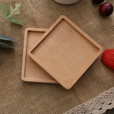 로고 받침 매트 나무 둥근 사각형 호두 머그잔 안경 8cm, 1 pcs, Beech square 2