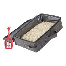 外出貓砂盆 可折疊 寵物旅行必備 輕巧便攜 附貓砂鏟 方便清理, 灰色, 1套