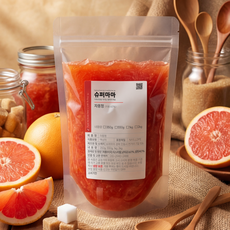 슈퍼마마 자몽청 자몽알갱이청 파우치 수제청 과일청 자몽에이드 홈카페 매장용, 1개, 1개입, 350g