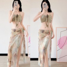 MISS·更衣室 泰式辣妹比基尼 性感純欲 海島度假泳衣女 韓系泳裝 沙灘寫真, 6632綠色,M【適合47.5-52.5公斤】