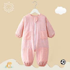 DFMEI 夏季爬爬服薄款透氣兒童哈衣爬行服嬰兒爬行服罩衣防髒外出連體衣