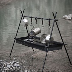 小島生活 戶外 折疊掛架 露營吊掛架, 1個, 中號三角置物架+網兜