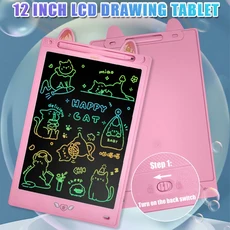 RSP 12인치 드로잉 보드 LCD 쓰기 태블릿 만화 매직 두들 어린이 몬테소리 교육 장난감 생일 크리스마스 선, 01 1PC 12 INCH PINK