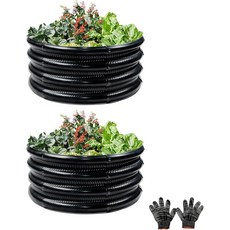 가티스트 2개 2x2X1 FT 원형 아연 도금 재배 정원 침대 키트 검은색 야외 화분 채소 과일 꽃 허브용 금속 상자, Black