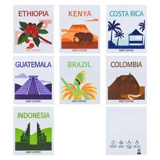 나라별 국가별 원산지 드립백 포장지 커피포장봉투, 콜롬비아, 100장