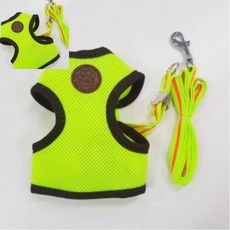 일햐 펫 에어매쉬 셋트 형광연두 S 산책용쿠션 메쉬조끼 반려견하네스