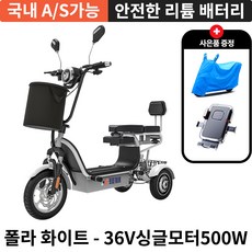 클라임벡스 추진력 좋고 강인한 전동삼륜 전기자전거 좌석형전동킥보드 접이식 싱글모터 언덕길거뜬한 듀얼모터, 1개, 실버, 36V500W-36A(최대62km주행)