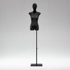 黑色扁身模特道具平胸韓版半身櫥窗陳列女裝服裝店模特展示架全身櫥窗模特兒 擺攤人檯模特兒 人形模特兒, 黑扁身/黑色密度板/帶頭