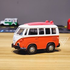 聲光可開門Q版復古合金車 - 警車 金龜車 雙層巴士 復古老爺車 mini cooper模型車 小車, 旅行巴士-橘(聲光, 1個