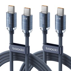 Toocki 100W C to C PD 초고속 충전 케이블, 2개, 2m, 블루