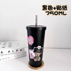 750ML 保溫杯 附贈貼紙, 黑色+美式貼紙, 1個, 750L