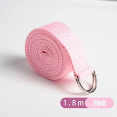1.8mx3.8cm 요가 스트랩 스트레칭 코튼 요가 벨트 조절 가능한 금속 D-링 버클 스트레치 밴드 피트니스 필, 04 분홍색, 1개