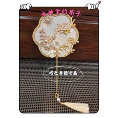 巧之手藝術品 媽祖扇 女神扇 手工製作 神尊扇子配件 香扇 擺飾, 1個, 粉色喜鵲