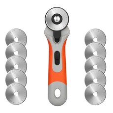 WINGONEER 45MM 천 가죽 커터 휠 툴 패치워크 툴 DIY 컷 패치워크 패브릭 툴 - 포함 레드 그레이+ 10개의 커팅 디스크