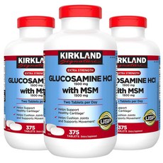 [사은품증정] 커클랜드 글루코사민 MSM 375정 (타블렛) Kirkland Extra Strength Glucosamine with 375tabs, 3개