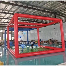 드론 축구 경기장 에어바운스 비행 레이싱 대결 장애물 프레임, 레드 블루 12x6x4m (에어 펌프)