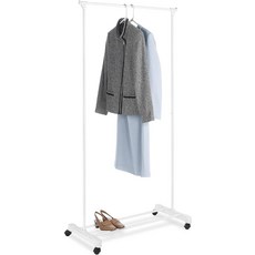 Whitmor 조절 가능한 2로드 의류 랙 - 롤링 의류 정리함 - 블랙 및 크롬, 45.7 x 86.4 x 167.6 cm - 화이트