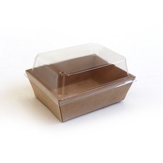 크라프트 무지 직사각 용기 + 뚜껑 세트 130 x 130 x 35 mm 200세트, 1개