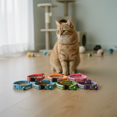 고양이 야간 반사 목걸이 안전 인식표 방울 포함 사이즈 조절형, 1개, 06고양이목걸이-보라