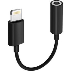 애플 MFi 인증 2개 세트 라이트닝 to 3.5mm 헤드폰 잭 어댑터 아이폰 보조 오디오 변환기 동글 케이블 14 13 12 11 X XS 8 7와 호환, 1, Black/Lightning