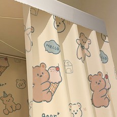 宿舍遮光床簾 上下鋪隔斷簾子, 冰激凌熊-上新花型,2米長1.15m高）1片-遮正面/靠牆