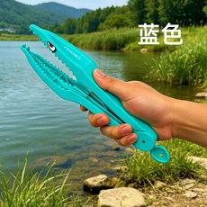 HUAJI 控魚夾子 超硬尼龍玻纖防滑夾魚鉗, 普通版【天青藍】活魚鋸齒夾, 1個