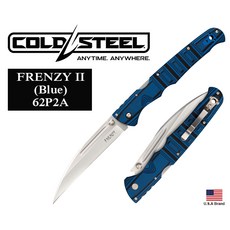 Cold Steel冷鋼FRENZY II巨型折刀，S35VN粉末鋼藍黑色G10柄，CS62P2A, 1個