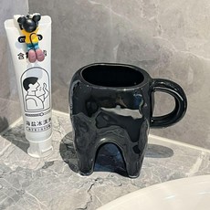 牙牙陶瓷漱口杯-黑色, 黑色
