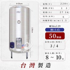 永康牌 50加侖 不鏽鋼 電熱水器, 標準指針型