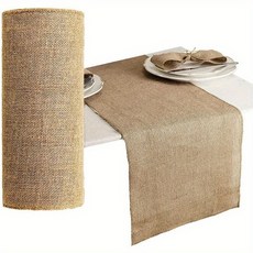 10M 장황마 리넨 빈티지 천연 테이블보 컨트리 파티 컨트리 웨딩 장식 홈 파티 의자 장식, 1개, 30cm*10m, 카키
