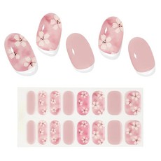 Chisafly 젤네일 스티커 벚꽃 봄 경화 타입 네일 스티커 사쿠라 벚꽃 꽃 붙이기만 하면 돼 16매 세트 젤네일 경화 귀여워 핑크 셀프 스틱 포함 떼어내기 오래 지속 라이트 매, 1