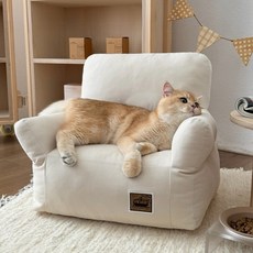 TOOCAT PET 韓系寵物沙發椅 寵物床 貓窩狗窩 可拆洗 四季適用 白色 尺寸45*36*45cm, 1個, 奶杏小沙發（12斤內）, 奶杏