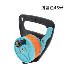 프리 다이빙 부이 안전 릴 핸들 동굴 탐사 견인 로프 부표 신호 스노클링, 2. 라이트 블루 46m