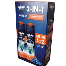 질레트 2 in 1 쉐이빙젤 2입 /한정기획, 2개, 170g