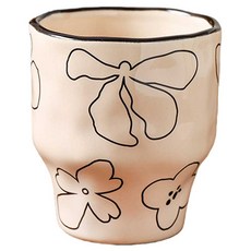 가와시마야 빈티지 페인팅 세라믹 컵 280ml B-1127, 화이트 플라워, 1개