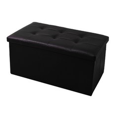 MAME 人造皮革收納椅 大款, 黑色