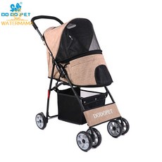 輕便折疊式狗狗推車，外出遛狗車，可拆洗貓咪推車，遮陽小型犬推車, 卡其色, 1個