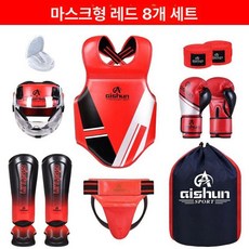 카프킥 미트 로우킥 레그킥 복싱 장비 두꺼운 보호대, 마스크 포함 8개 세트 레드, M