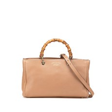 구찌 중고 2000-2015 미디엄 카프스킨 뱀부 쇼퍼 사첼 백