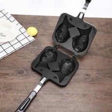 가정용 2구 붕어빵틀 붕어빵만들기 붕어빵프라이팬 붕어빵펜 미니붕어빵만들기, 1개, 18cm