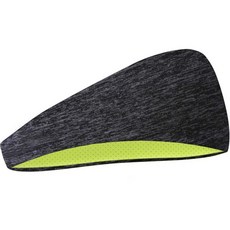 戶外運動輕薄透氣防滑頭帶，男款跑步健身專用吸汗止汗頭巾，瑜伽運動髮帶, 雙層運動頭巾-深灰（內襯綠）（兩條）, 1個