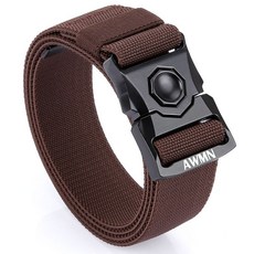 全閤金休閒彈力帆布戰術腰帶男軍迷用作訓戶外工裝布褲帶保安皮帶, 咖啡色-(彈力), 1個