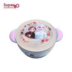 SuperBO 不鏽鋼隔熱碗 兒童卡通隔熱碗 雙層不鏽鋼碗 寶寶碗 學習碗 兒童餐具, 1個, 360ml(冰雪奇緣)