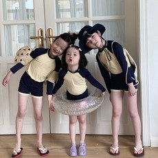 룩앤필 여아 럭키 레터링 배색 래쉬가드 세트