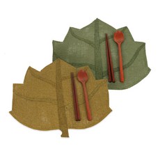 나뭇잎 식탁 매트 겸 다포, 초록색, 상세설명 참조, 1개