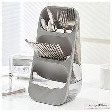 수저통 3단 물빠짐 스탠딩 분리형 주방 정리 수저꽂이 위생건조 그레이