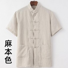 中國風男裝 亞麻短袖襯衫