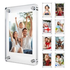 MorisWos 8팩 밸류 아크릴 냉장고 자석 사진 프레임 - 양면 인스탁스 및 폴라로이드 냉장고 사물함 벽용 강력한 5.8 x 8.9cm2.3 3.5인치 투명 164661, 8