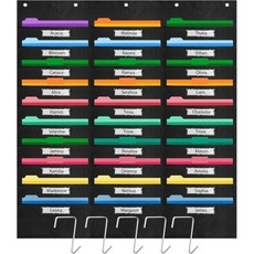 파일 저장 포켓 차트이름표 포함 30칸 교실 및 사무실용 벽걸이 정리함 과제 스크랩북 종이 정리, 파일 저장 포켓 차트이름표 포함 30칸 교실 및 사무실