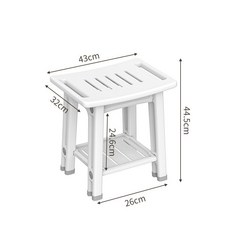 浴室凳洗澡專用淋浴洗澡坐凳收納洗漱用品家用換鞋凳, 小號浴室凳白色-帶防滑墊,43*32*44.5